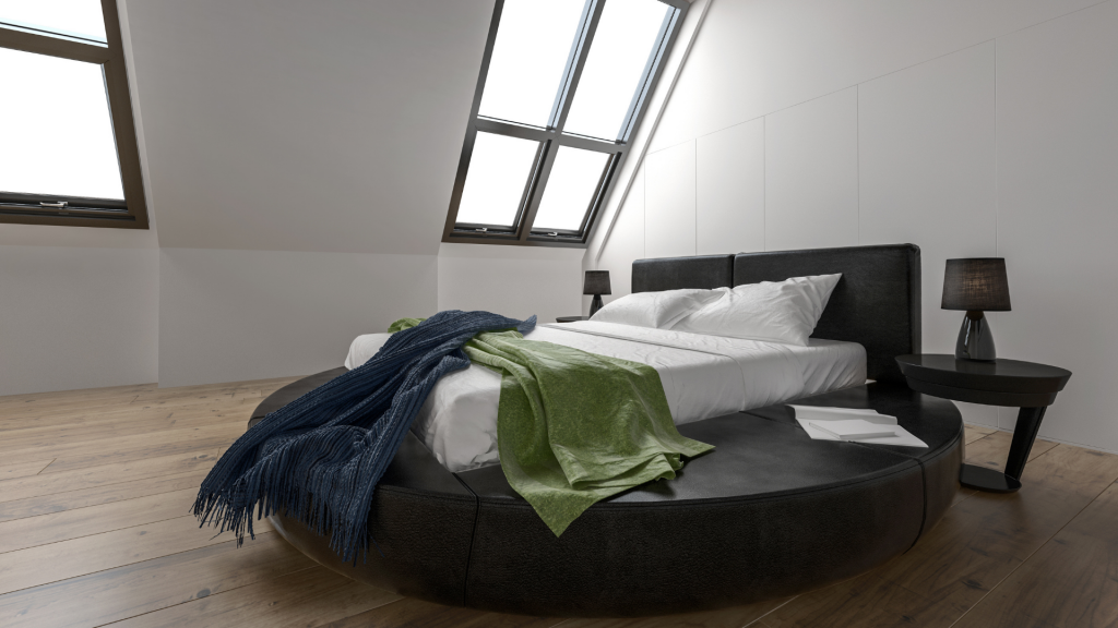 bedroom with slanted walls